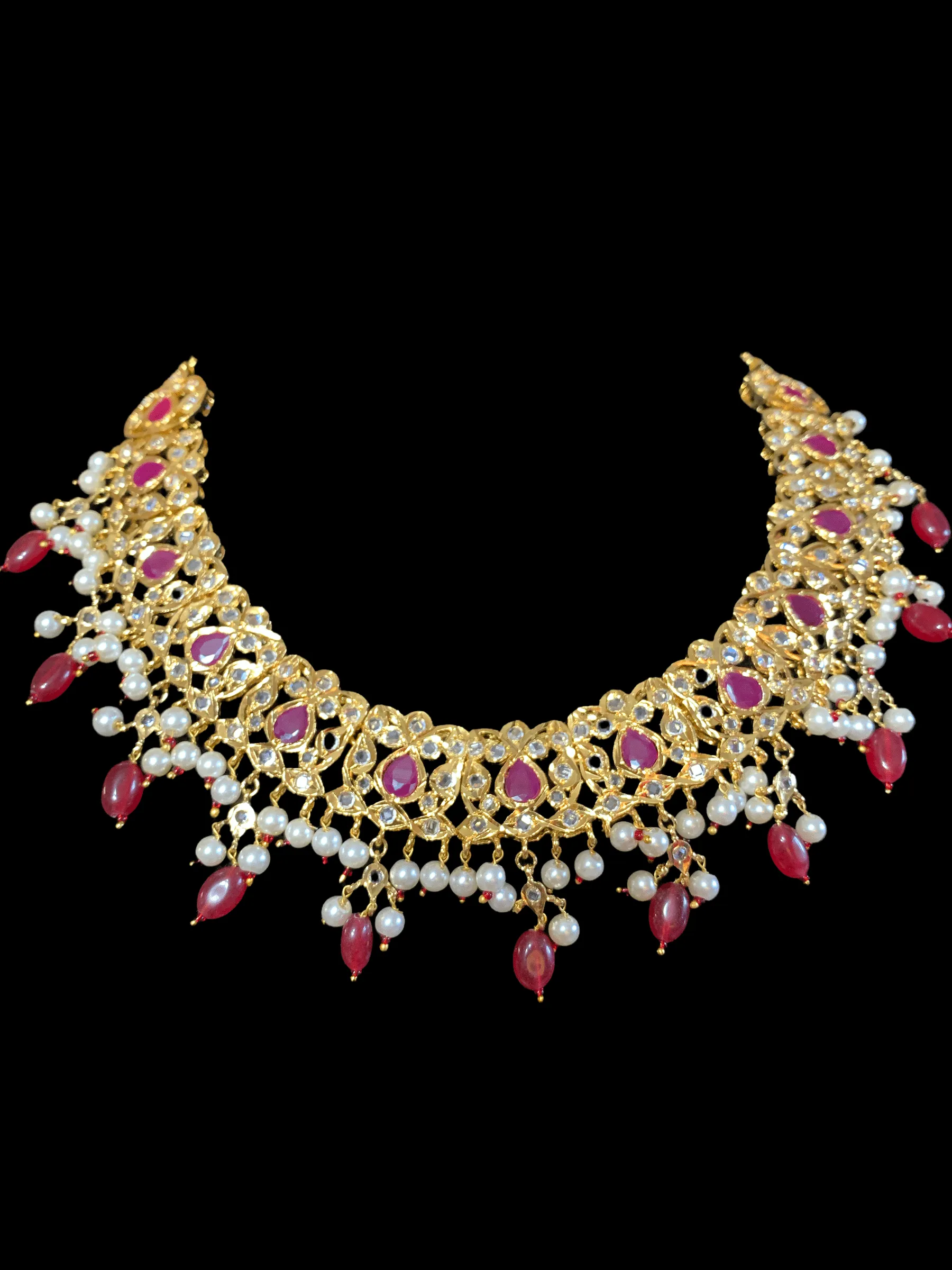 NS25 Smitha necklace set  in rubies (SHIPS IN 1 WEEK )