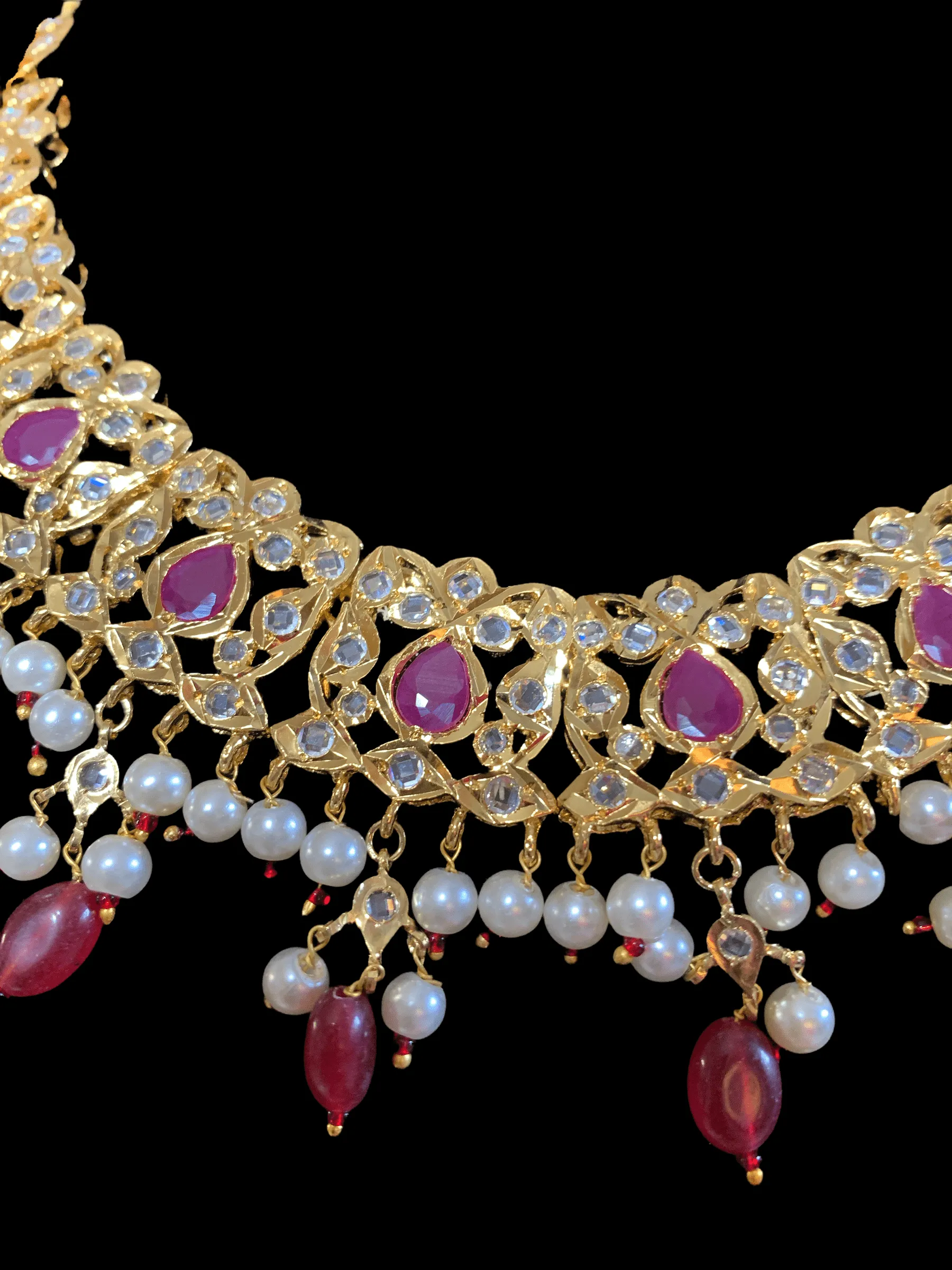 NS25 Smitha necklace set  in rubies (SHIPS IN 1 WEEK )