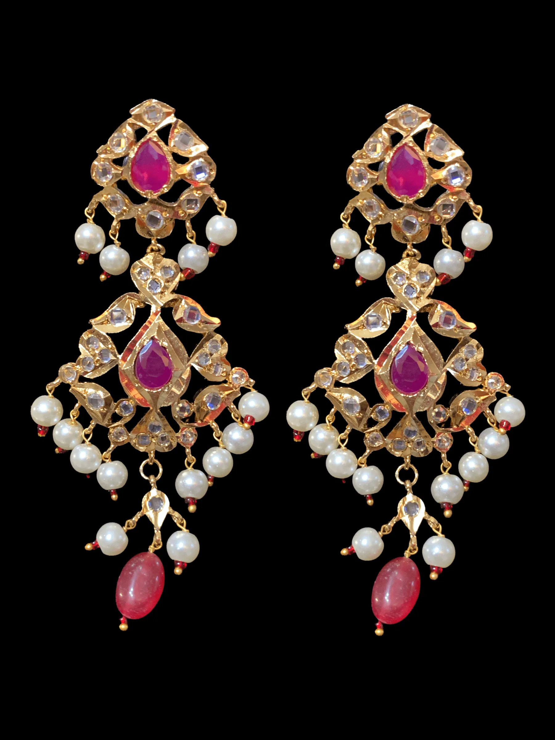 NS25 Smitha necklace set  in rubies (SHIPS IN 1 WEEK )