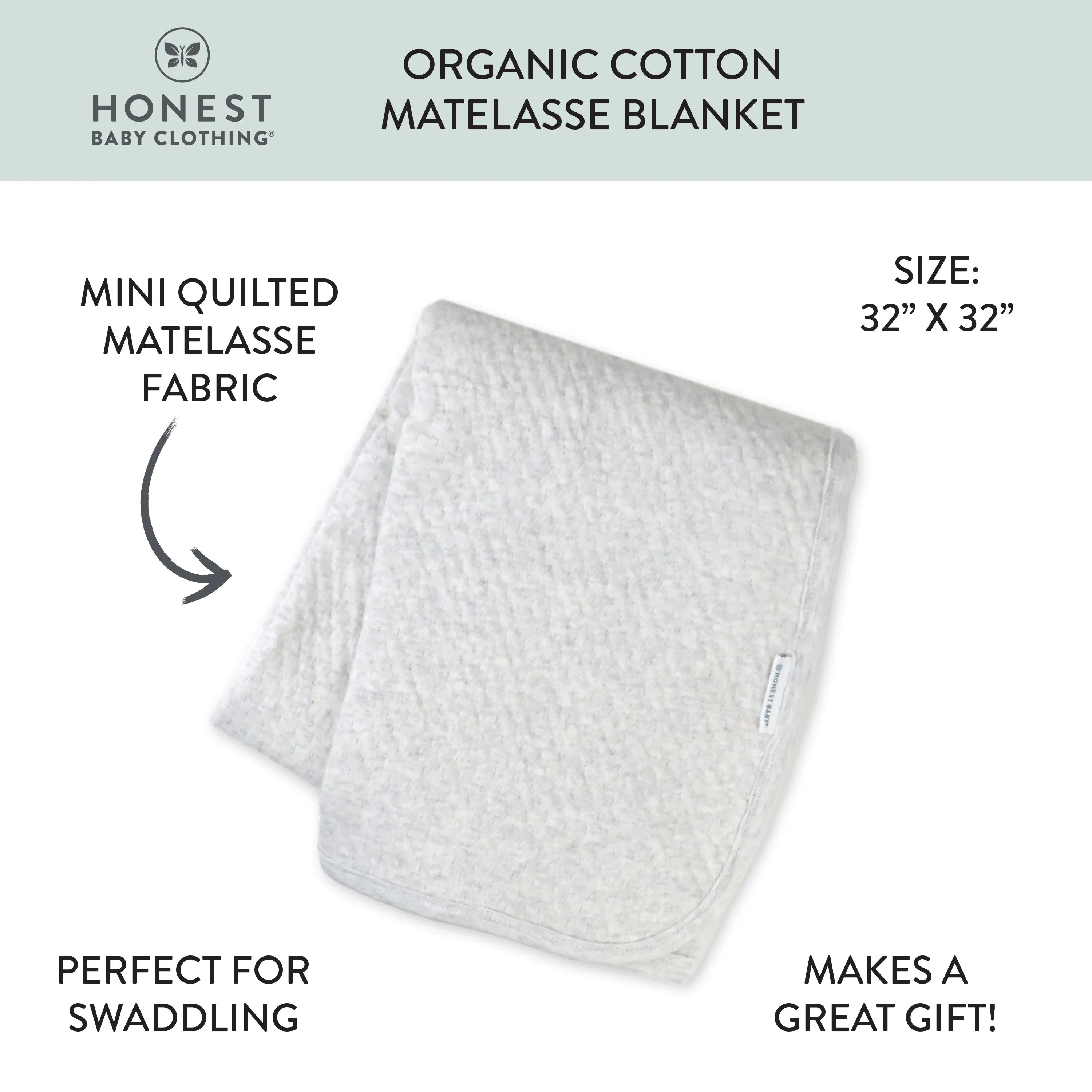 Organic Cotton Matelassé Receiving Blanket