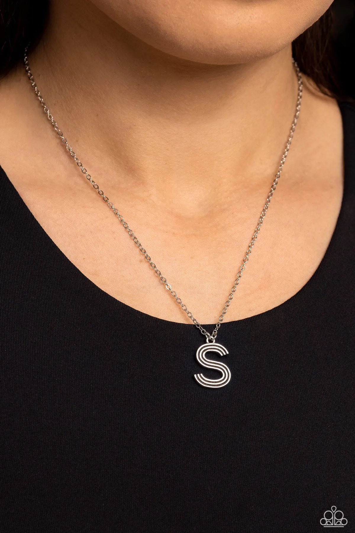 Paparazzi Leave Your Initials Silver S Necklace & Earring Set