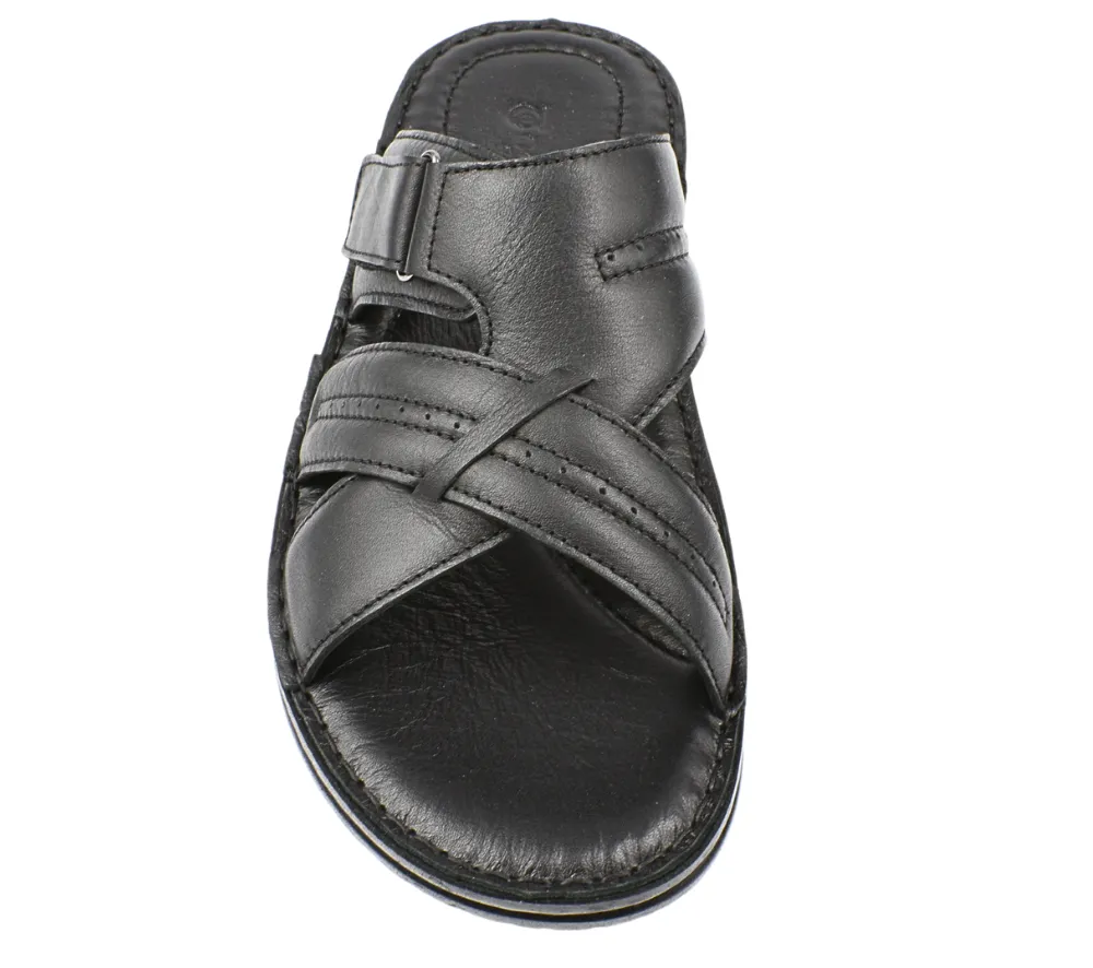 Papuci casual, barbati, GORETTI, B39-E508 negru, piele naturala