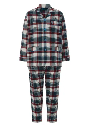 Pijama Hombre Invierno Largo Solapa Franela Cuadros - Rojo 2910_90