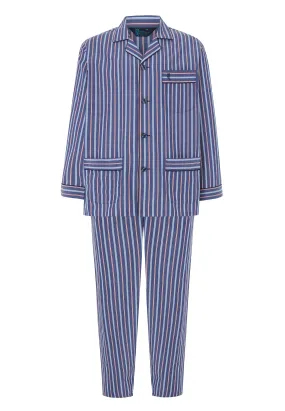 Pijama Hombre Largo Solapa Popelín Rayas - Azul 2981_39