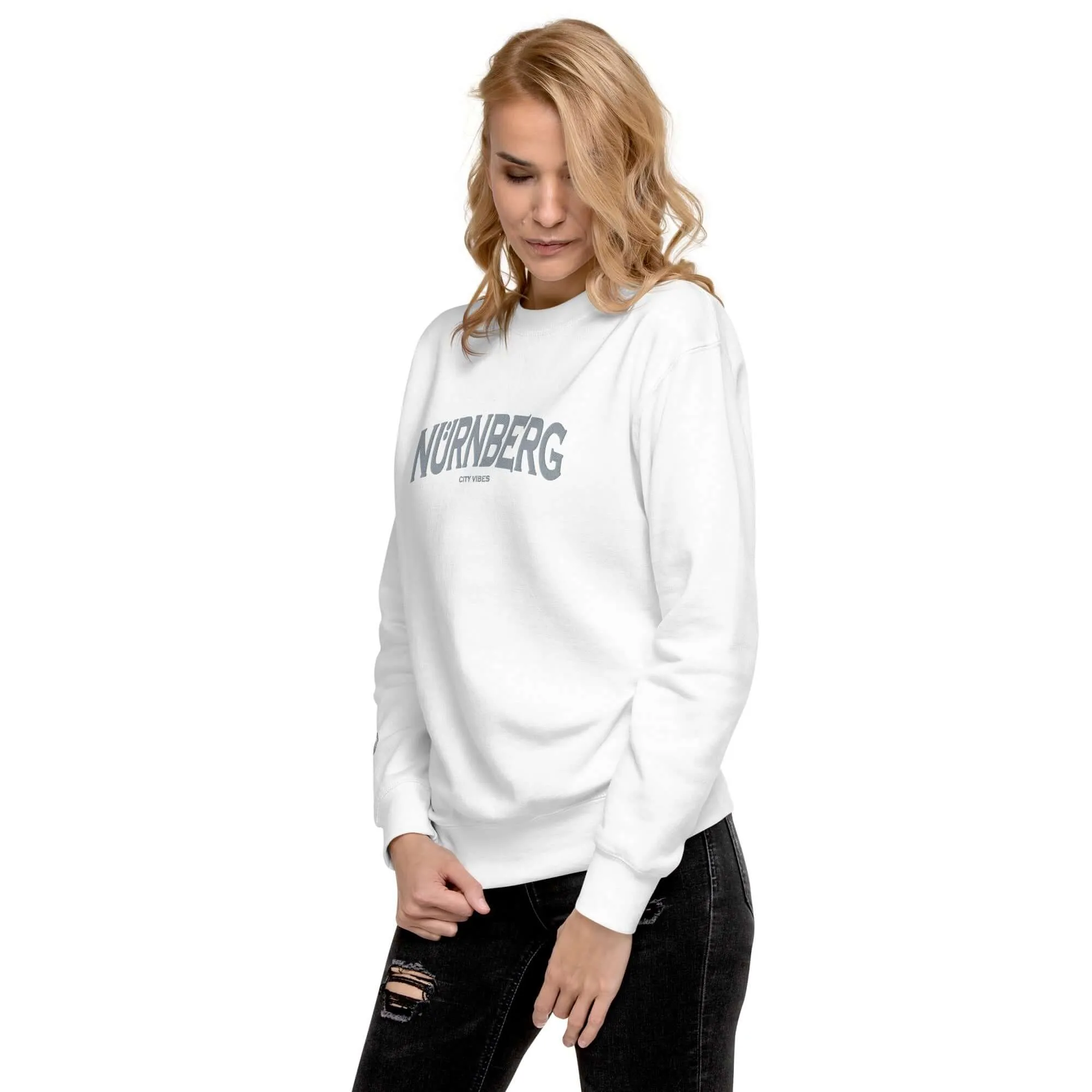 Premium Sweatshirt NÜRNBERG (Weiß/Grau)