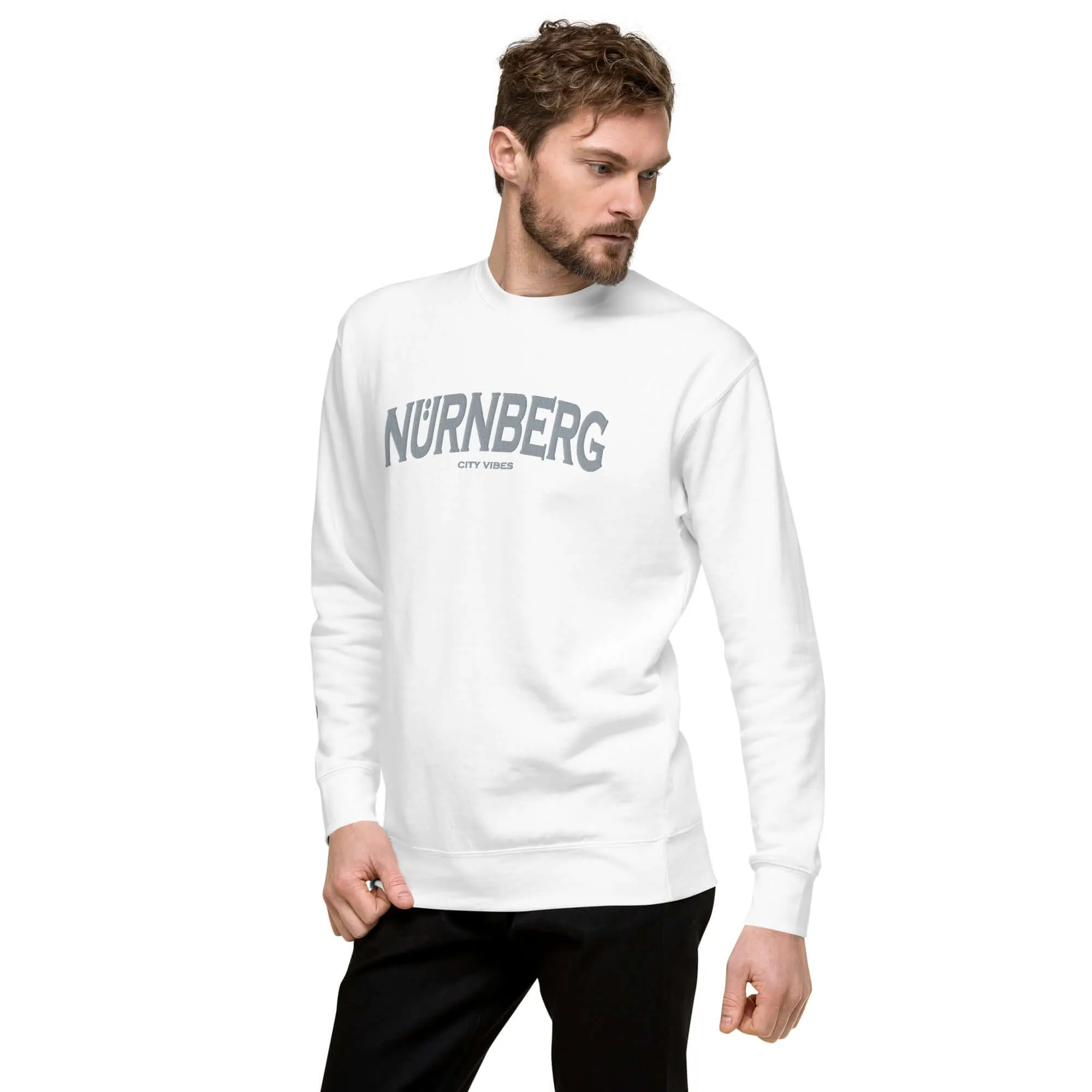 Premium Sweatshirt NÜRNBERG (Weiß/Grau)