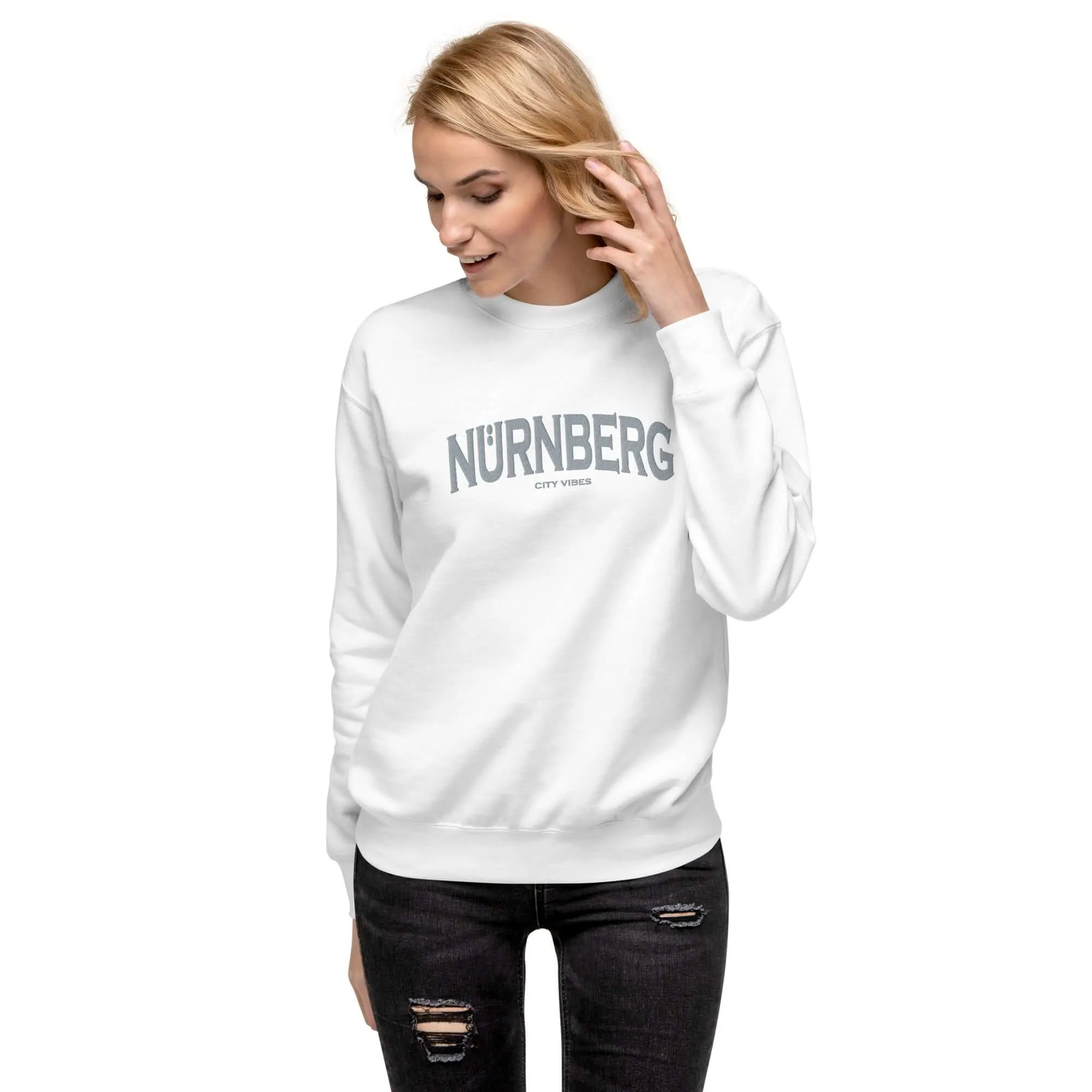 Premium Sweatshirt NÜRNBERG (Weiß/Grau)