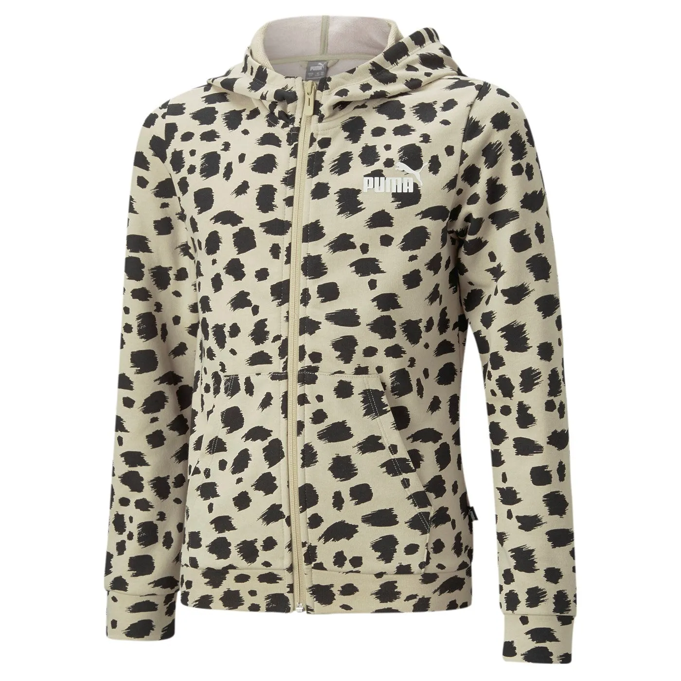 Puma Girls' sweatshirt with hood and full zip Ess Animal AOP 673517-88 granola