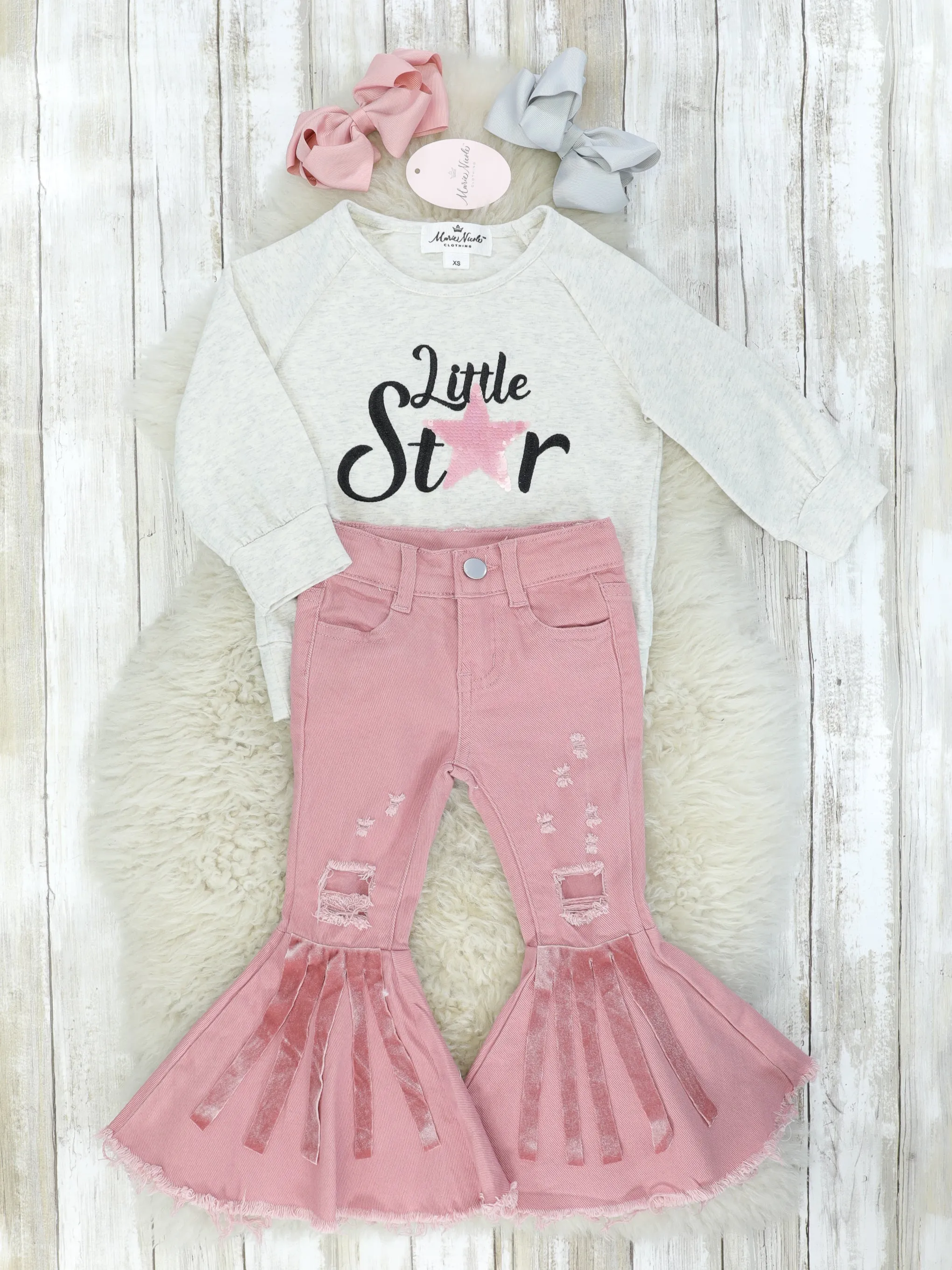 "Little Star" Seqiun Top & Demin Bell Bottoms Outfit