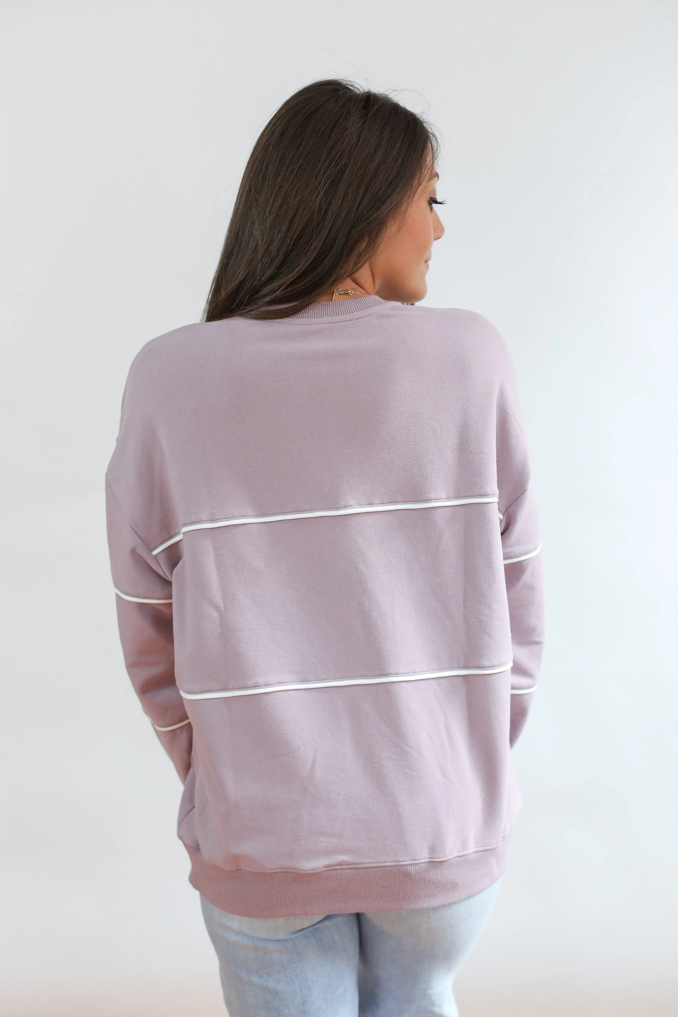 Relaxed Fit Invisible Zipper Breastfeeding Sweatshirt with Piping