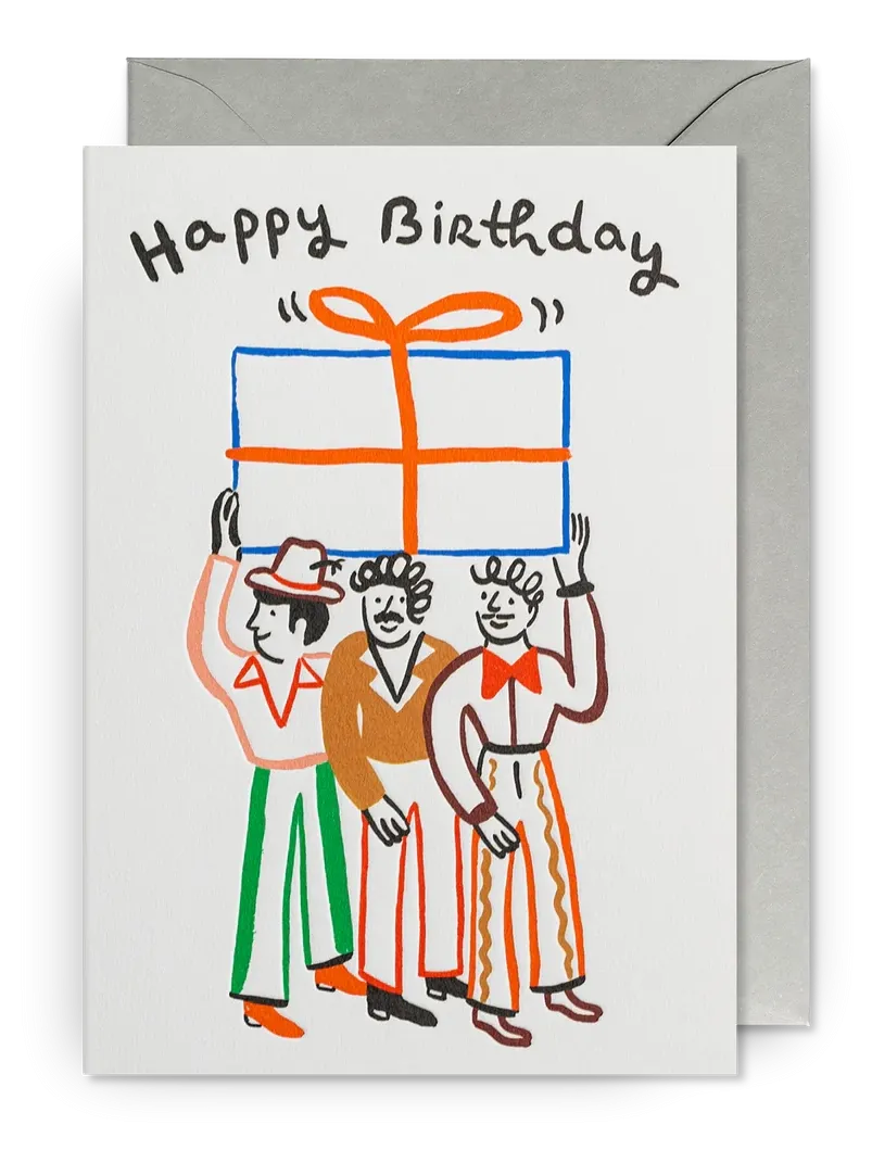 Retro Big Present Birthday Card