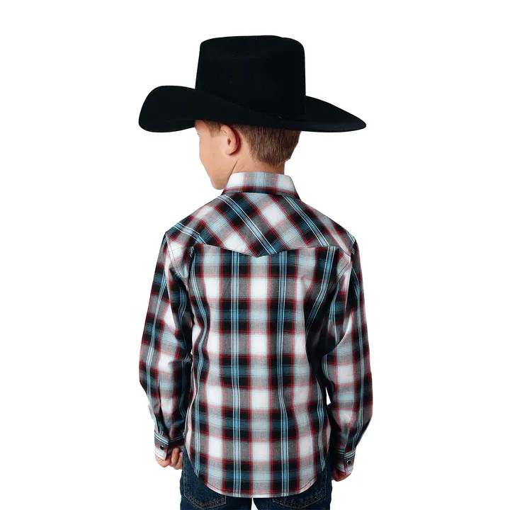 Roper Shirt Boys Amarillo Collection Plaid Blue