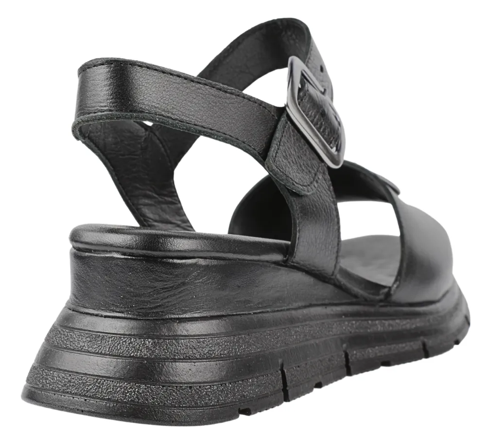 Sandale casual, dama, ANNA VIOTTI, D22-S 488 negru, piele naturala, platforma