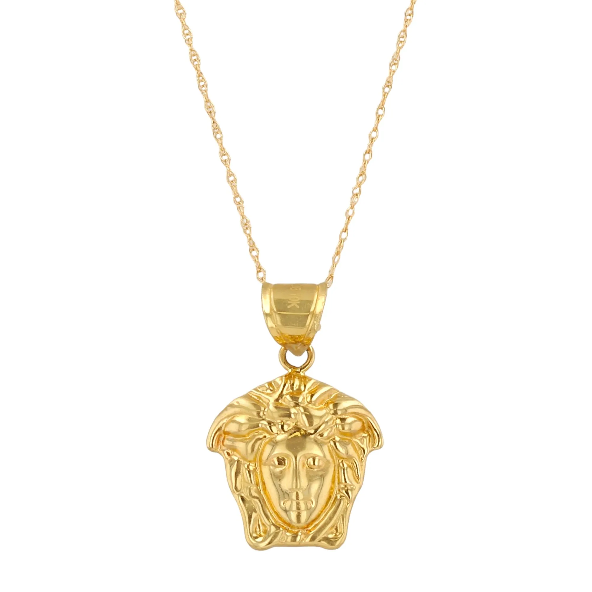 Set yellow gold 14k Singapore chain Medusa pendant-72990