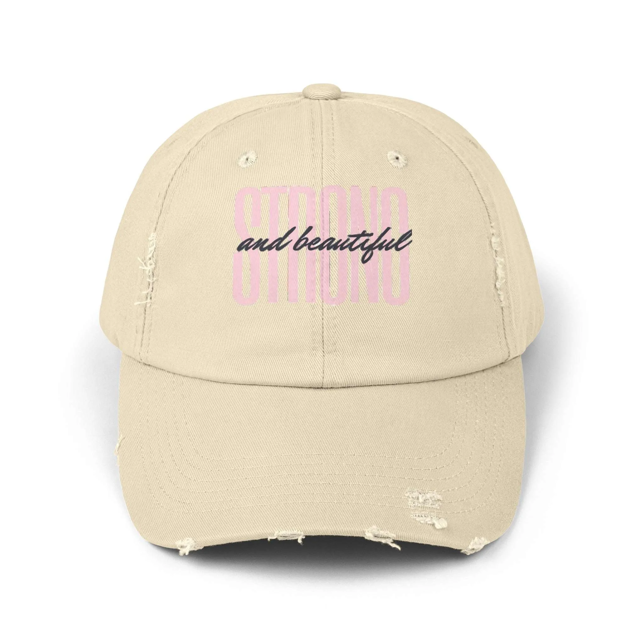 Strong and Beautiful Distressed Comfy Cap 100% Cotton