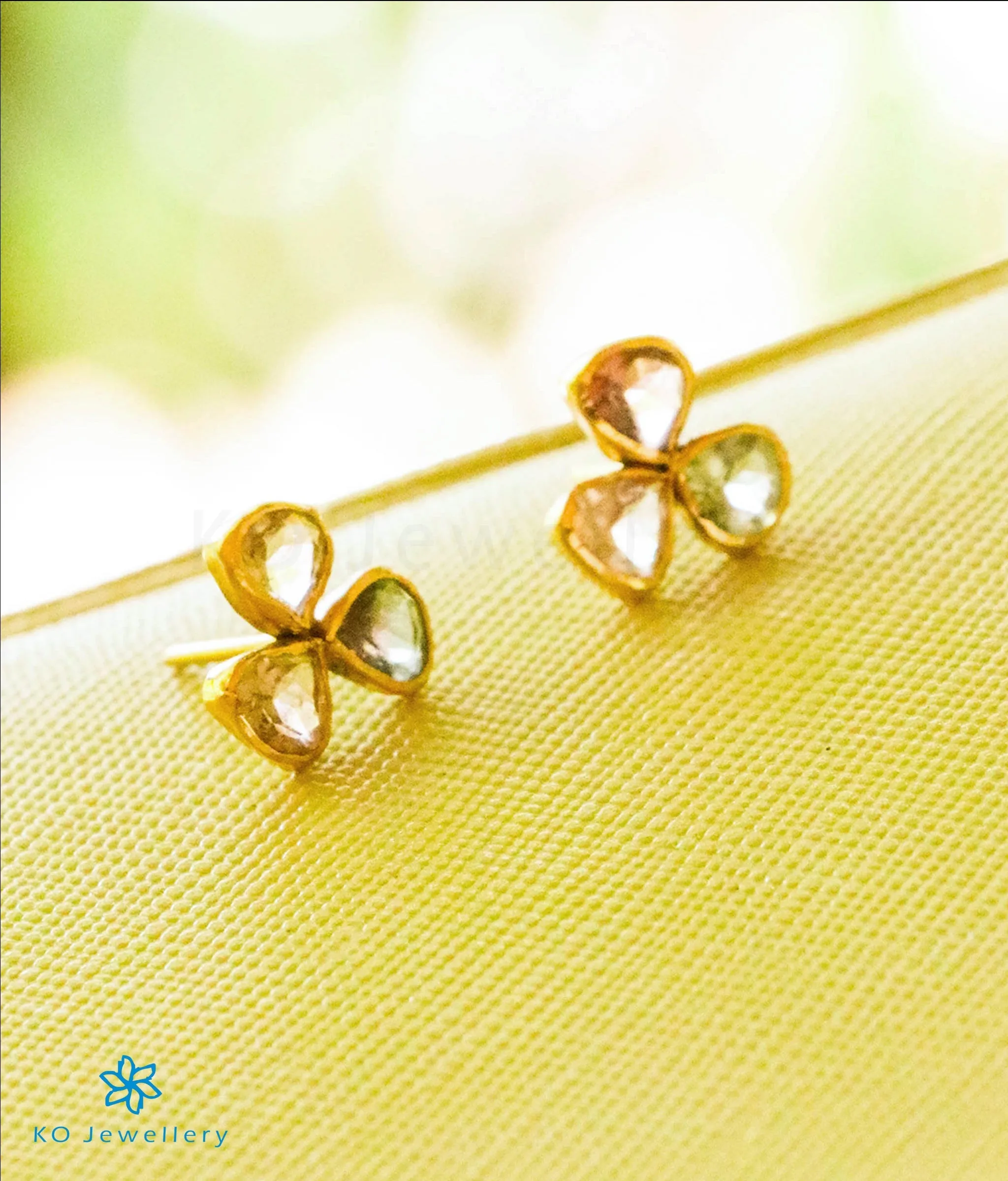 The Tourmaline Hearts Earrings in 22 KT Gold