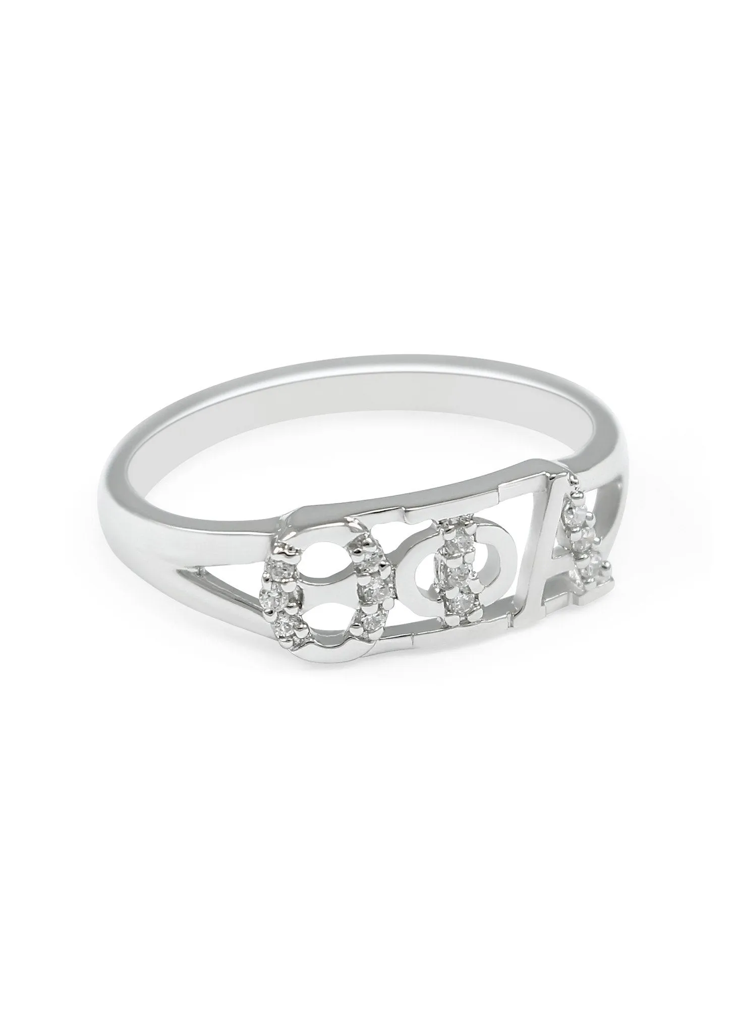 Theta Phi Alpha Sterling Silver Ring with Simulated diamonds