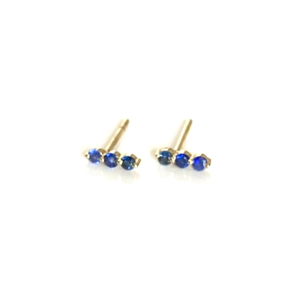 Trio Studs - 14kt gold & sapphire