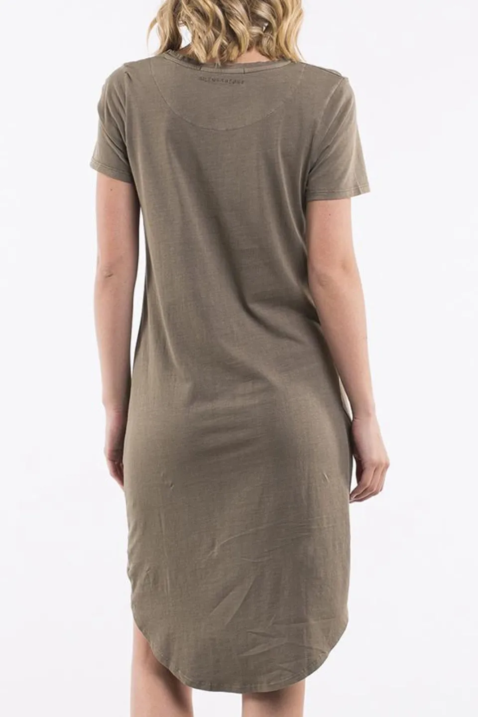 Twisted Khaki SS Tee Midi Dress