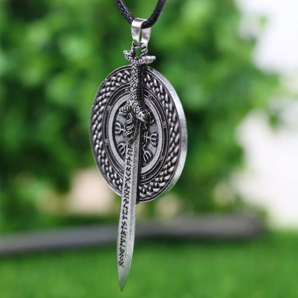 Viking Rune Sword & Shield Necklace