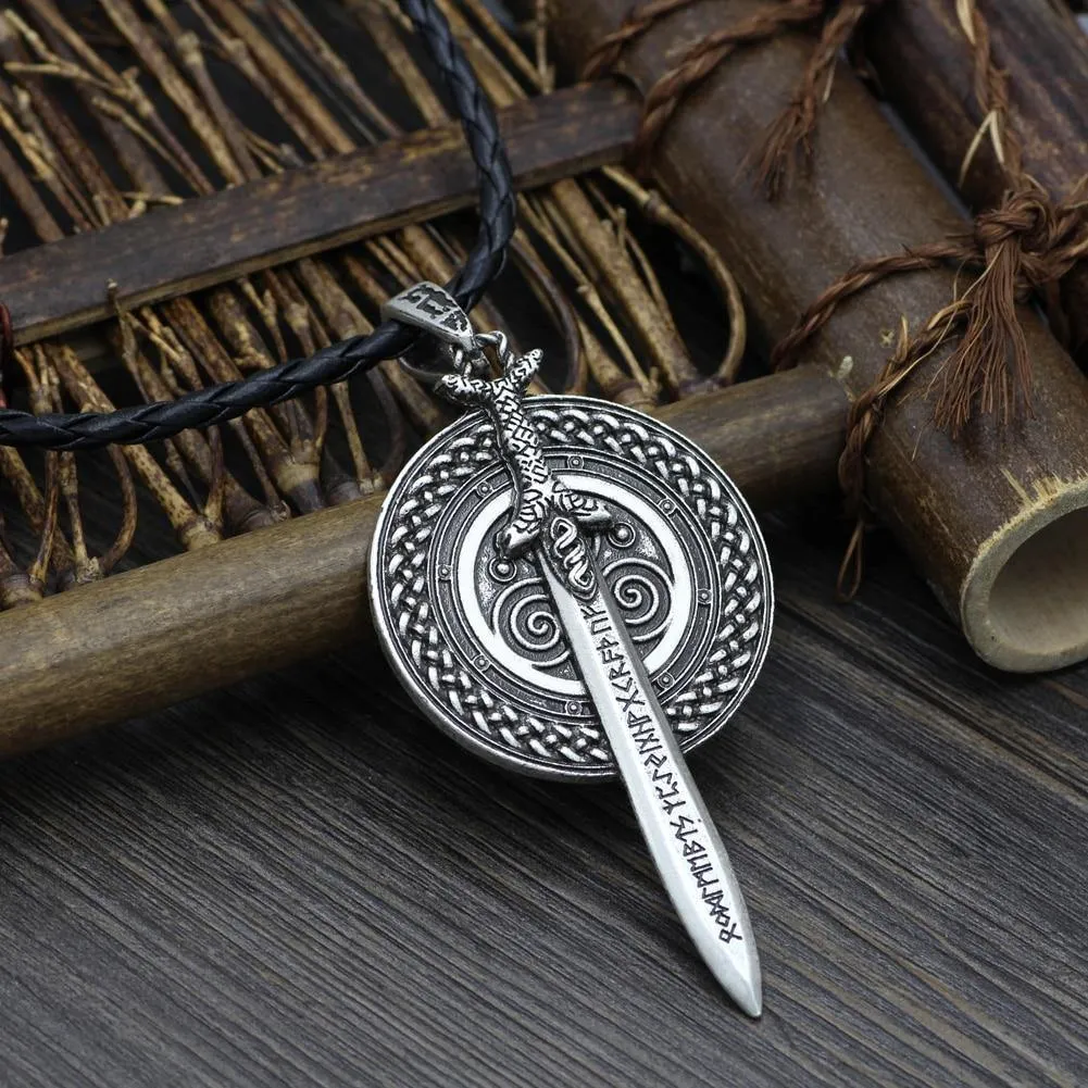 Viking Rune Sword & Shield Necklace