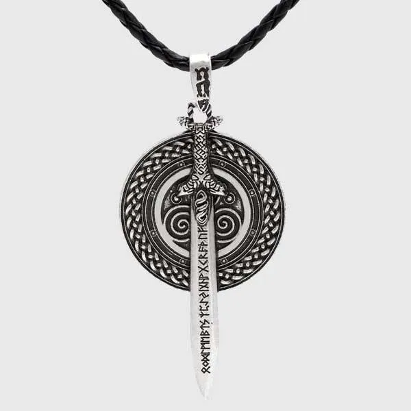 Viking Rune Sword & Shield Necklace