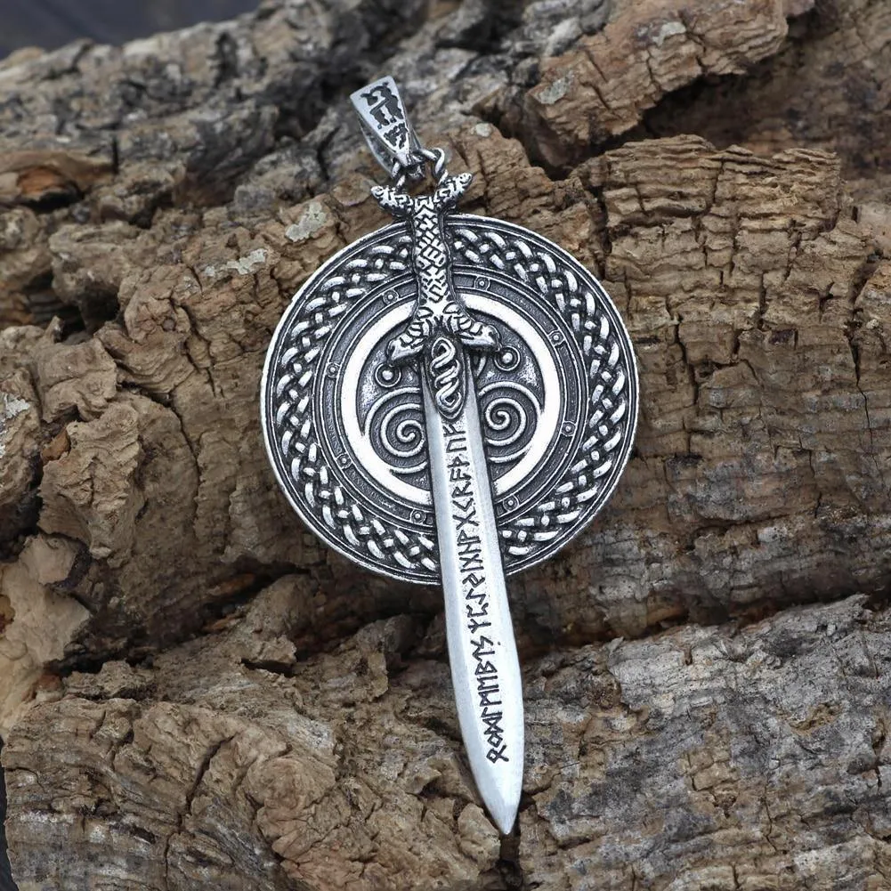 Viking Rune Sword & Shield Necklace