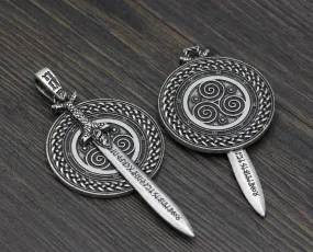 Viking Rune Sword & Shield Necklace