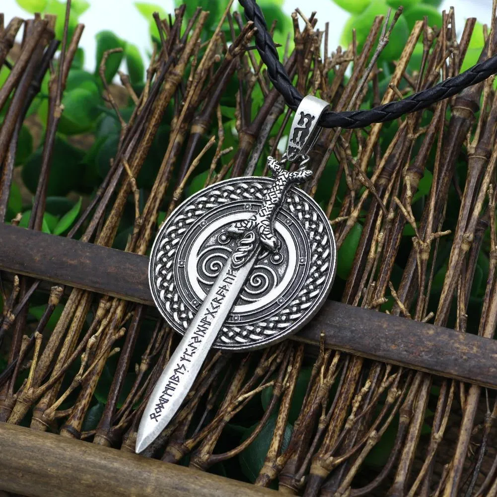 Viking Rune Sword & Shield Necklace