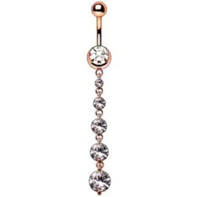 WILDKLASS Rose Gold Plated Cascading CZ Dangle Navel Ring