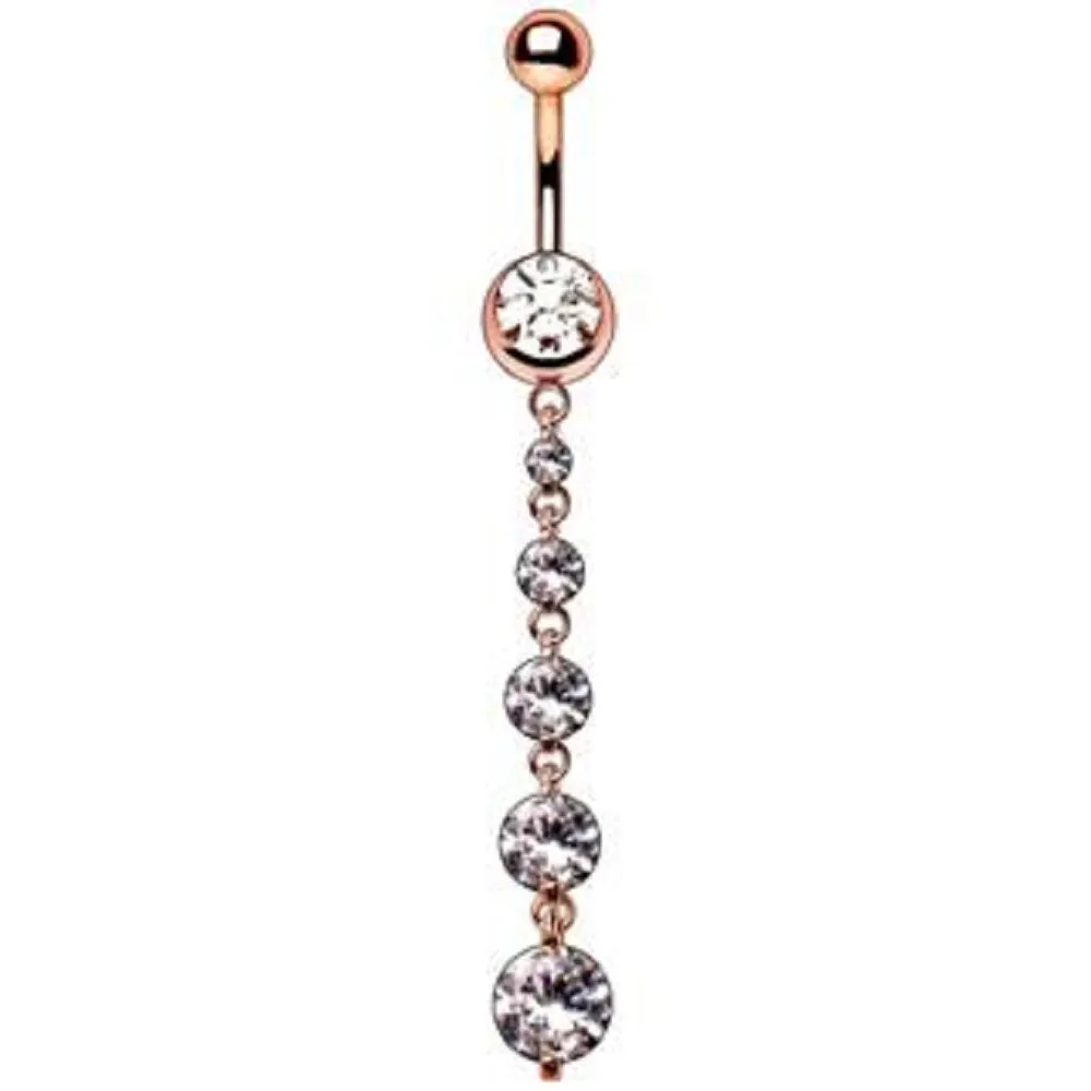 WILDKLASS Rose Gold Plated Cascading CZ Dangle Navel Ring